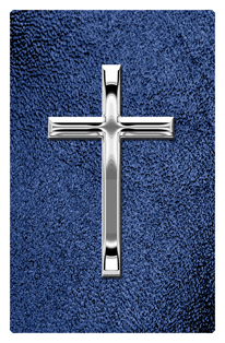 DF35T 510 SL SH BL Silver Single Cross Shimmer Blue Background